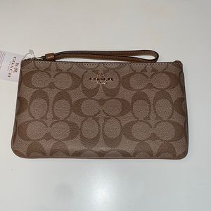 Coach wristlet wallet khaki/saddle brand new
